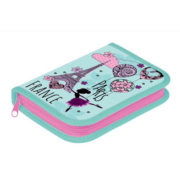 Пенал Hatber 190х130мм 1 отделение на молнии Soft-touch -Романтичный Париж-  в индив.упак. , 